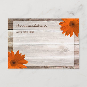 Orange Daisy Barn Wood Wedding Card Begleitkarte