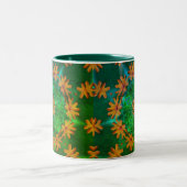 Orange Daisy Blume Art Kaleidoskop Zweifarbige Tasse (Mittel)