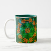 Orange Daisy Blume Art Kaleidoskop Zweifarbige Tasse (Links)