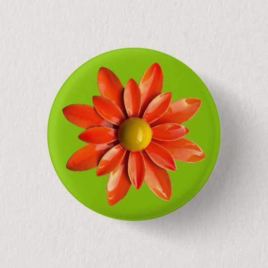 Orange Daisy Blume - Blumensommer Dekoration Button (Vorderseite)