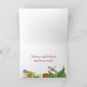 Orange Daisy Blume Dragonfly Happy Birthday Karte (Innenseite)