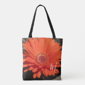 Orange Daisy Blume Foto Monogram Tasche (Rückseite)