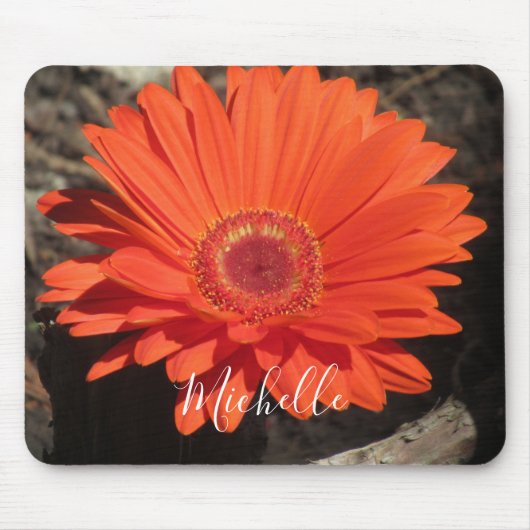 Orange Daisy Blume Foto Name Mousepad (Vorne)