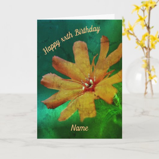 Orange Daisy Blume Kunst Personalisiert Geburtstag Karte (Gelbe Blume)