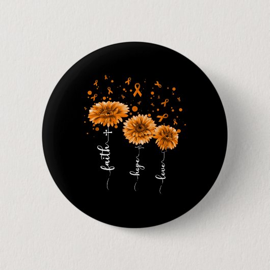 Orange Daisy Blume Leukämie Bewusstsein Button (Vorderseite)