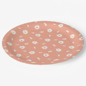 Orange Daisy Blume Muster Pappteller (Schrägansicht)