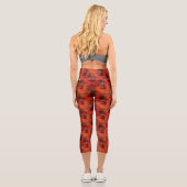 Orange Daisy Blume Natur Kunstmuster Capri Leggings (Rückseite)