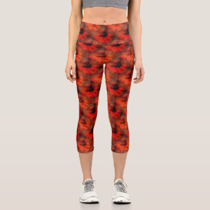 Orange Daisy Blume Natur Kunstmuster Capri Leggings