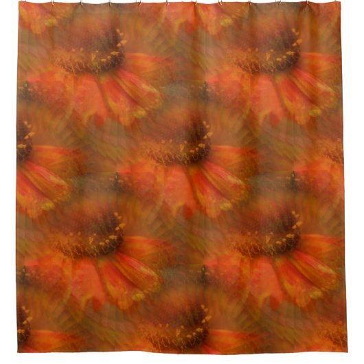 Orange Daisy Blume Natur Kunstmuster Duschvorhang (Vorderseite)