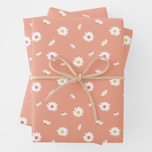 Orange Daisy Blume Pattern Geschenkpapier Set (Beispiel)