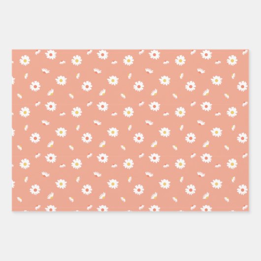 Orange Daisy Blume Pattern Geschenkpapier Set (Vorderseite)