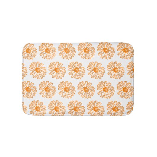 Orange Daisy Blume Print, Vintages Blumenmuster Badematte (Vorderseite)