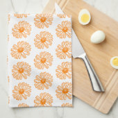 Orange Daisy Blume Print, Vintages Blumenmuster Geschirrtuch (Viertel Falte)