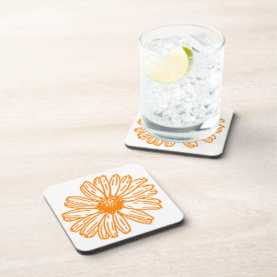 Orange Daisy Blume Print, Vintages Blumenmuster Getränkeuntersetzer