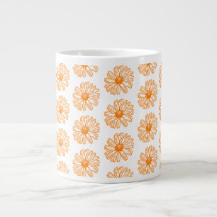 Orange Daisy Blume Print, Vintages Blumenmuster Jumbo-Tasse