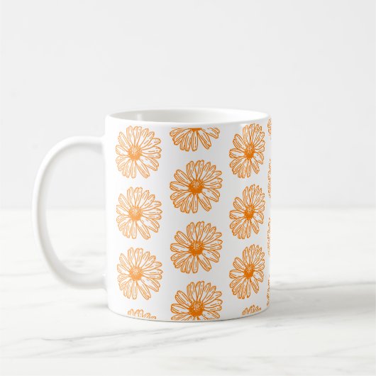 Orange Daisy Blume Print, Vintages Blumenmuster Kaffeetasse (Links)