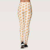 Orange Daisy Blume Print, Vintages Blumenmuster Leggings (Rückseite)