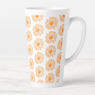 Orange Daisy Blume Print, Vintages Blumenmuster Milchtasse