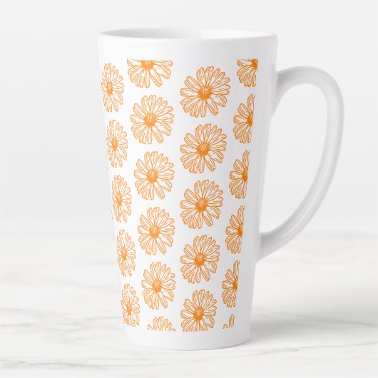 Orange Daisy Blume Print, Vintages Blumenmuster Milchtasse (Rechts)