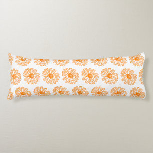 Orange Daisy Blume Print, Vintages Blumenmuster Seitenschläferkissen
