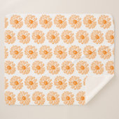 Orange Daisy Blume Print, Vintages Blumenmuster Sherpadecke (Vorderseite (Horizontal))