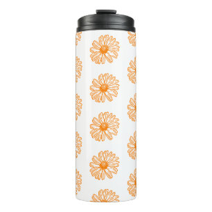 Orange Daisy Blume Print, Vintages Blumenmuster Thermosbecher