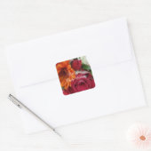 Orange Daisy Blume Rote Rosen Floral Bouquet Quadratischer Aufkleber (Umschlag)
