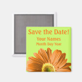 Orange Daisy Blume Save the Date kundenspezifisch Magnet (Vorderseite/Rückseite)