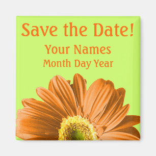 Orange Daisy Blume Save the Date kundenspezifisch Magnet