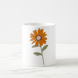 Orange Daisy Blume Tasse - Retro Floral Coffee Cup