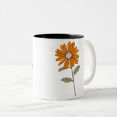 Orange Daisy Blume Tasse - Retro Floral Coffee Cup (VorderseiteRechts)