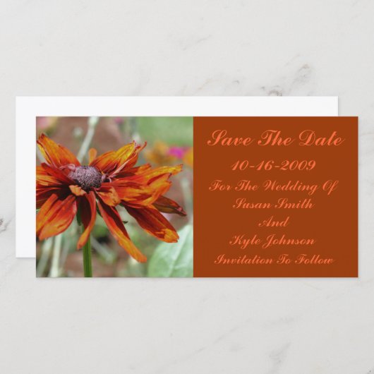 Orange Daisy Blume Wedding Save the Date (Vorne/Hinten)