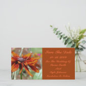 Orange Daisy Blume Wedding Save the Date (Stehend Vorderseite)