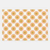 Orange Daisy Floral Stripes Polka Dot Geschenkpapier Set (Vorderseite)