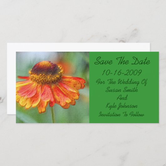 Orange Daisy floral Wedding speichern das Datum Save The Date (Vorne/Hinten)