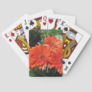 Orange Daisy Foto Monogram Classic Playing Cards Spielkarten