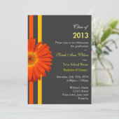 Orange daisy Garden Blume Graduierungsparty Einladung (Stehend Vorderseite)