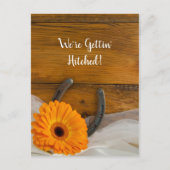 Orange Daisy Horseshoe Western Save the Date Ankündigungspostkarte (Vorderseite)