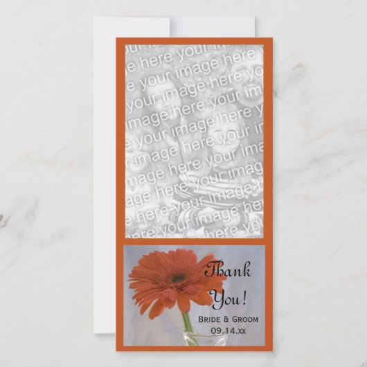 Orange Daisy in Vase Wedding Danke Foto Card (Vorderseite)