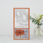 Orange Daisy in Vase Wedding Danke Foto Card (Stehend Vorderseite)