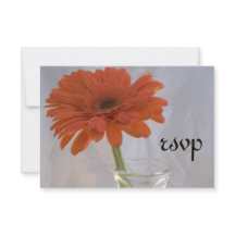 Orange Daisy in Vase Wedding RSVP Response Card