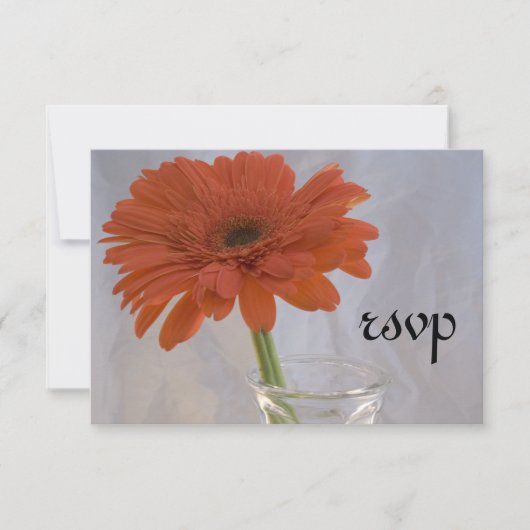 Orange Daisy in Vase Wedding RSVP Response Card Karte (Vorderseite)
