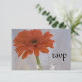 Orange Daisy in Vase Wedding RSVP Response Card Karte (Stehend Vorderseite)