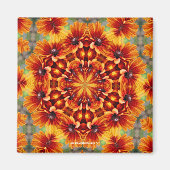 Orange Daisy Kaleidoscope Blume Foto Magnet (Vorne)