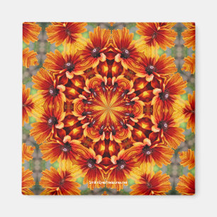 Orange Daisy Kaleidoscope Blume Foto Magnet