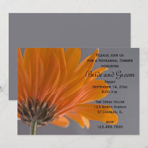 Orange Daisy on Gray Wedding Probe Dinner Einladung