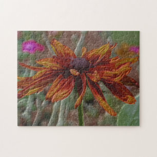 Orange Daisy Pencil Blume Art Puzzle