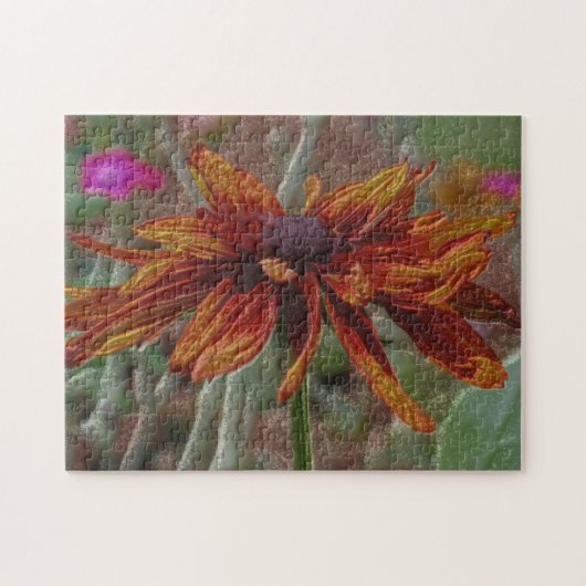 Orange Daisy Pencil Blume Art Puzzle (Horizontal)