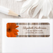 Orange Daisy Rustic Barn Wood Address Labels (Insitu)