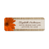 Orange Daisy Rustic Burlap Adresse (Vorne)